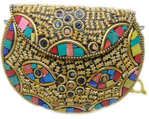 Pochette à rabat en métal mosaïque avec motif en laiton <span class=keywords><strong>doré</strong></span> à motifs oculaires - Product Image 1