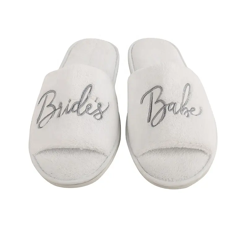 Luxury Disposable Custom Made Slippers Custom Logo Wedding Slippers Open Toe Bridesmaid Slippers Wedding