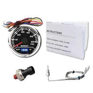 Pyromètre électrique universel à LED blanc 52 mm, combo 1600F EGT, jauge de suralimentation 4BAR 60PSI pour moteur diesel - Product Image 2