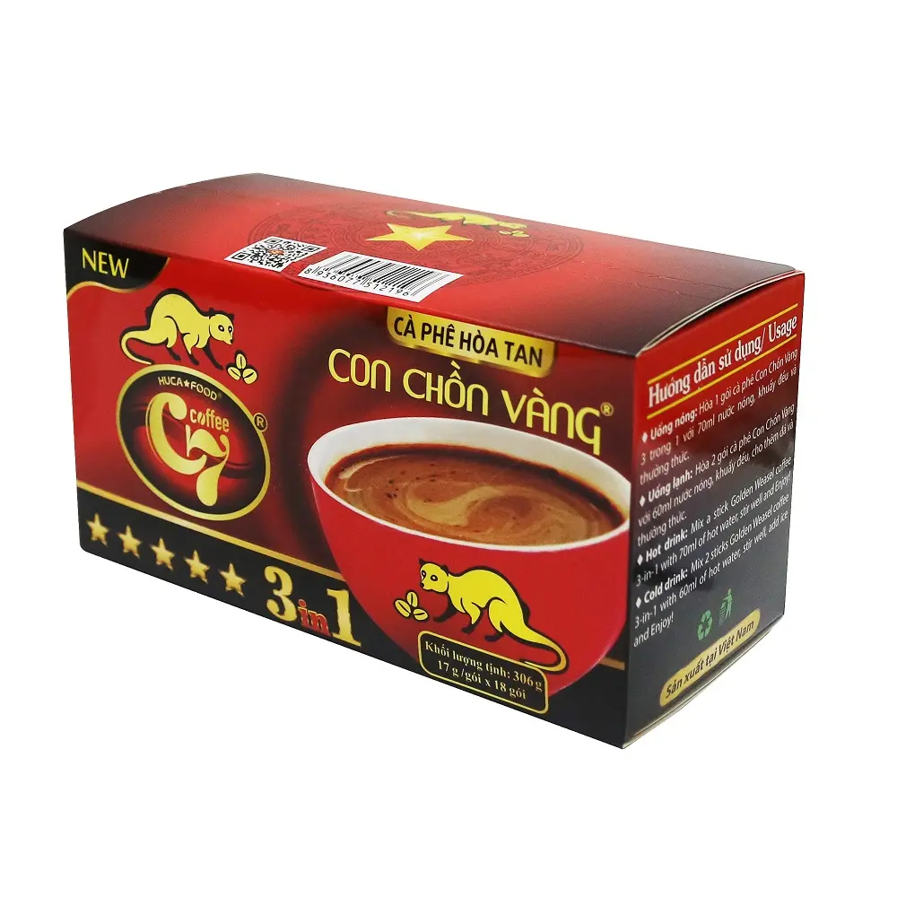 OEM ، ODM ، تسمية خاصة الذهبي ابن عرس C7 ، قهوة فورية 3 في 1 ، مع غير الألبان ، HUCAFOOD القهوة