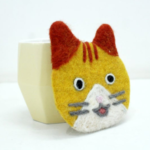 Juego de posavasos de fieltro hecho a mano de 13 cm, salvamanteles de lana 100%, decoración del hogar de Pascua - Product Image 1