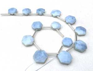 Gema de ópalo azul Natural, cuentas de Briolette con forma hexagonal facetadas para pulsera artesanal, fabricación de joyas, collar, 13 piezas - Product Image 3