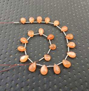 Cuentas de piedra Natural de melocotón en forma de pera, 21 piezas, piedra lunar Natural, faceteadas, fabricación de piedras, joyería para pulsera, collar - Product Image 3