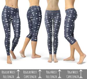 Leggings imprimés personnalisés Anchors-Cruise en version Capri ou longueur entière - Product Image 5