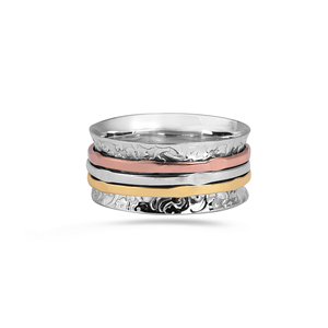 Rainbow <b>Spinner</b> <b>Ring</b> 18k Gold Plated Manufacturer Handmade Band <b>Ring</b> Low Price Sterling Silver Jewelry Casa De Plata - Product Image 6