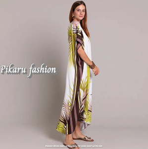 เดรสยาวหรูหราของผู้หญิงมาใหม่เดรสงานพรอมยาวพิมพ์ลายบล็อกดิจิทัลสำหรับฤดูใบไม้ร่วง - Product Image 2