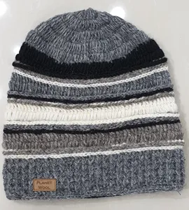 Bonnet en laine 100%, chapeau Long, tricoté, pour l'hiver, de haute qualité, livraison gratuite