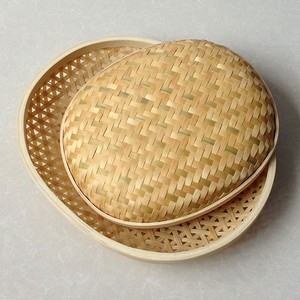 Venta al por mayor básica ecológica Beige bambú tejido cesta de frutas elegante rústico ovalado vajilla conjunto con colorido estilo plegable - Product Image 6