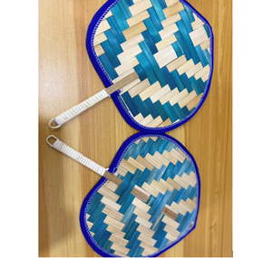 Abanico de mano de bambú, diseño de diversidad, paja tejida a mano, caña de ratán, rafia, 99 dorado - Product Image 3