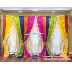 Elegant Wedding Backdrop and <b>Drape</b> Setup Unique Wedding Stage Backdrop Designs Indian Reception Stage Backdrop <b>Curtains</b> Set - Product Image 1