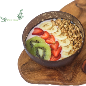 ชามกะลามะพร้าวเป็นมิตรกับสิ่งแวดล้อมอย่างยั่งยืนตามธรรมชาติเวียดนามขนาดเล็ก / ชุดชามและช้อนมะพร้าวคุณภาพสูงและโลโก้เลเซอร์ฟรี - Product Image 1