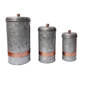 Juego de diseño clásico de 3 contenedores de almacenamiento de alimentos galvanizados, vajilla de cocina perfecta para el hogar, solución de almacenamiento duradera y elegante - Product Image 2