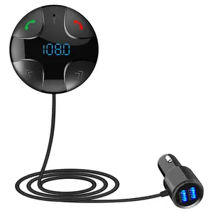 Wireless Adapter Carkit for Car Auto Speakerphone Dual USB Charger FM Modulator BT Handsfree Car Kit Black Portable MP3 Player
