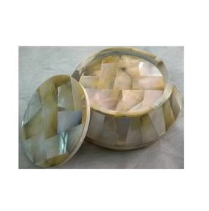 MOP incrustation de dessous de verre en pierre forme ronde sous-verre pour thé et café sous-verres faits à la main de table à usage domestique à vendre - Product Image 1