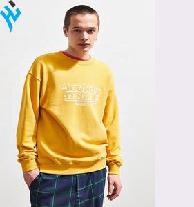 2025 vente chaude mode Style impression personnalisée Logo chute épaule ras du cou sweat hommes surdimensionné jaune sweat - Product Image 3