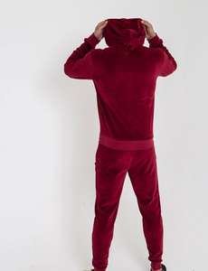 Survêtement en velours noir personnalisé avec fermeture éclair pour homme, sweat-shirts à capuche zippés, pantalons de survêtement en velours pour homme, jogging en velours mi-lourd pour homme - Product Image 6