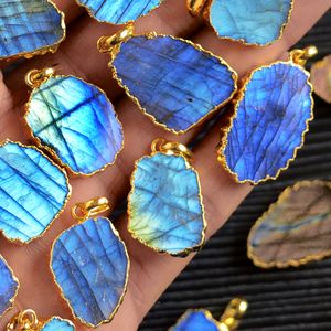 Colgante de jade para hombre, labradorita de atardecer, acero inoxidable, hip hop, botella de vidrio electrochapado, colgante de corte de diamante - Product Image 6