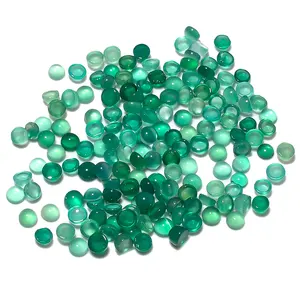 Batu permata bulat Cabochon alami 2.5mm, batu pembuat perhiasan Onyx hijau alami dengan jumlah grosir untuk obral Online