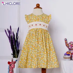 Robe d'été élégante avec imprimé Floral pour enfants, sans manches, habits de haute qualité, vente en gros,