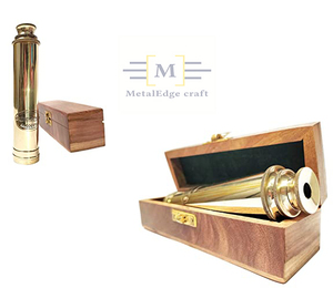 Télescope naturel pliable en laiton de 12 pouces, fait à la main, avec boîte en bois, couvercle de couleur, télescope à 2 plis, jouet unique, cadeau en verre - Product Image 2