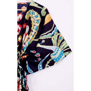 Comfortable Daily Wear Women's Boho-Style Maxi <b>Kaftan</b> <b>Dress</b> Recycled Indian Cotton Wrap Korean Sleeves Eco-Friendly Natural - Product Image 6