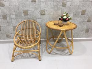 Sillón Infantil Vintage de Ratán, Silla Redonda de Bambú para Niños, Muebles Infantiles - Product Image 3