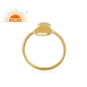 Anillo de cóctel hecho a mano con diseño de piña, joyería lisa de plata de 14k, chapado en oro amarillo - Product Image 2