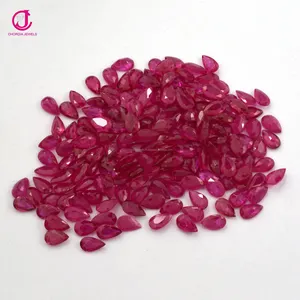 Piedras preciosas de rubí natural 4x3mm - 5x3mm Piedra preciosa suelta de corte Pera a precio mayorista para joyería personalizada Proveedor de piedras preciosas genuinas