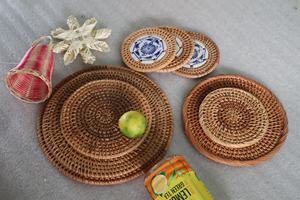 Juego de Posavasos Redondos de Ratán Tejido con Incrustaciones de Madreperla, Marca Privada OEM Personalizada, Venta al Por Mayor de Fábrica - Macy - Product Image 3