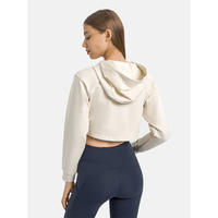 Jersey de seda ligero para mujer, Top deportivo, Sudadera con capucha corta con estampado de logotipo personalizado para entrenamiento de invierno, diseño informal de Fitness