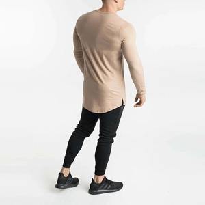 Logo personnalisé Slim Fit T-shirt à manches longues pour hommes Taille plus décontracté T-shirts de fitness solides - Product Image 4