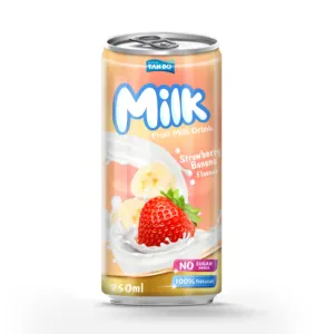 Canned strawberry banana milk own drink brand Vietnam beverage factory