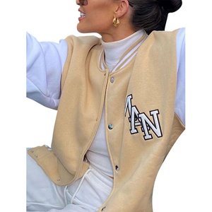 Venta al por mayor Streetwear cuero manga béisbol Letterman personalizado Varsity chaqueta para los hombres Casual cremallera chaqueta tejida chaqueta de trabajo - Product Image 5