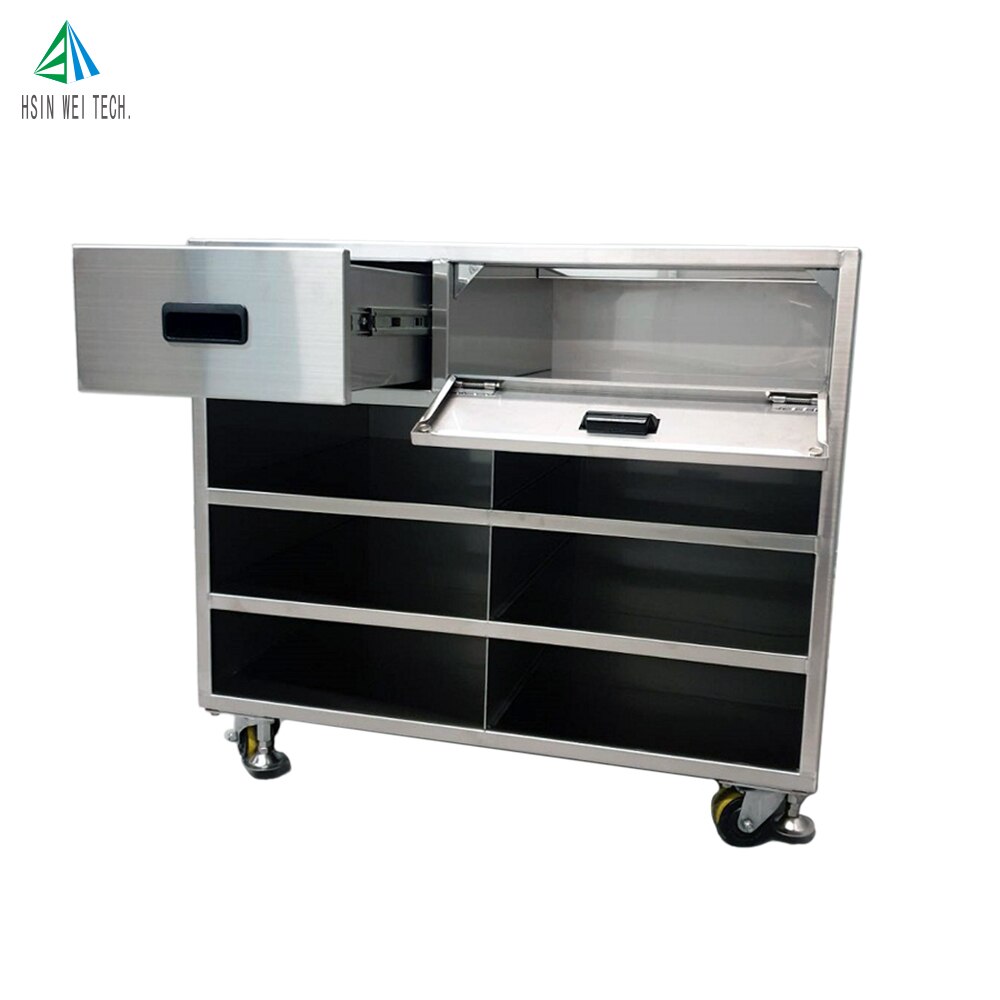 Лабораторная тележка с колесами и ящиками