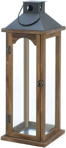 Linterna de playa de madera con tapa de metal de lavado blanco para uso decorativo en interiores y exteriores - Product Image 5