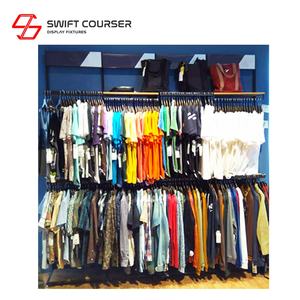 Swift Courser ST-300*600-B Supermarket U Shaped Slotted Upright Panel Hang Rail for T-Shirt Display Black Powder Coated - Product Image 3