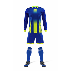 Uniforme de Fútbol de Manga Larga al por Mayor, Equipación de Fútbol Personalizada, Ropa de Fútbol a Rayas, Camiseta de Fútbol de Manga Larga OEM - Product Image 2