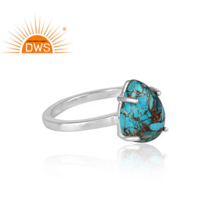 Handmade 925 Sterling Fine Silver Tear Drop <b>Ring</b> Jewelry Wholesaler Natural Copper <b>Turquoise</b> Gemstone Silver Engagement <b>Ring</b> - Product Image 3
