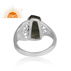 925 Fine Sterling Silver Natural Rough <b>Moldavite</b> Gemstone Stackable <b>Ring</b> Jewelry For Women Gift For Her - Product Image 4