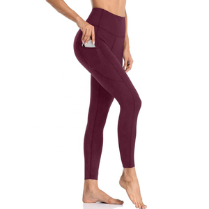 Women High Waist <b>Yoga</b> <b>Leggings</b> Seamless Tummy Control Full Length Sporty <b>Black</b> Pants With Invisible Pocket - Product Image 4