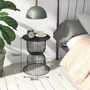 Table d'angle de chevet en fil de métal noir, décorations de salon, design classique, table de Cocktail, ornement - Product Image 2