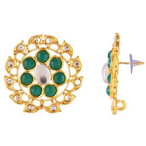 Wholesale Indian <b>Jewellery</b> Gold Plated Crystal Kundan Big Stud Earrings for Women Jewelry, Green - Product Image 5