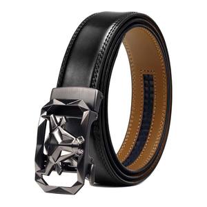 Cinturones de diseñador de lujo para hombre, hebilla de Metal con estampado de vaca, cinturón de trinquete negro, cuero genuino, alta calidad - Product Image 1