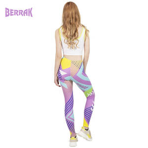 Macheda — Legging feuilles tropicales pour femme, pantalon de Fitness Sexy, taille haute, extensible, bleu, imprimé feuilles tropicales, nouvelle mode - Product Image 6