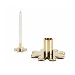 Metal Gold Polished Candle Holder <b>Set</b> Of Two Customized Size And Shape Decorative Candle Holder For Home Use - Product Image 1