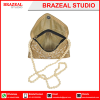 Sac à main/sac bandoulière ethnique en tissu brodé pour femme Brazeal Studio, fermeture éclair, motif géométrique, beige, doublure en polyester plissé