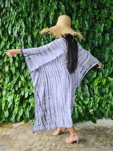 Taille libre 100% coton Tie Dye Kaftan Floor-Length Boho Beach Manches longues Casual Summer Wear for Plus-Size Women Indian - Product Image 6