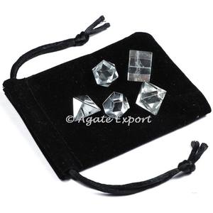 Juego de geometría de cuarzo cristalino con bolsa de terciopelo juego de geometría de piedra natural regalo artesanía juego de geometría de piedra semipreciosa - Product Image 1