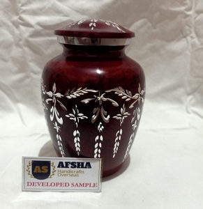 Urna de Metal con grabado de diamante rojo para cenizas de adultos, urnas funerarias de Metal de latón/aluminio, estilo americano/europeo - Product Image 1