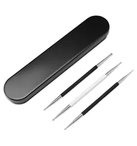 3 Pcs Nail Art Liner Brushes, Dual-ended Nail Art Point Drill Drawing Brush Pen Dotting Tools Set